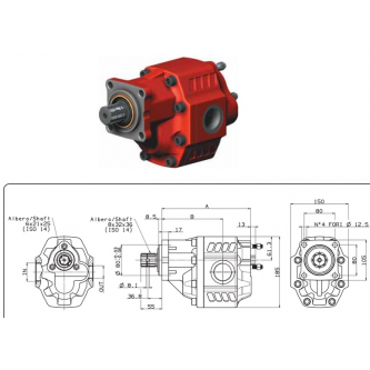 Gear pump Binotto NPGH-73 TANDEM ISO R